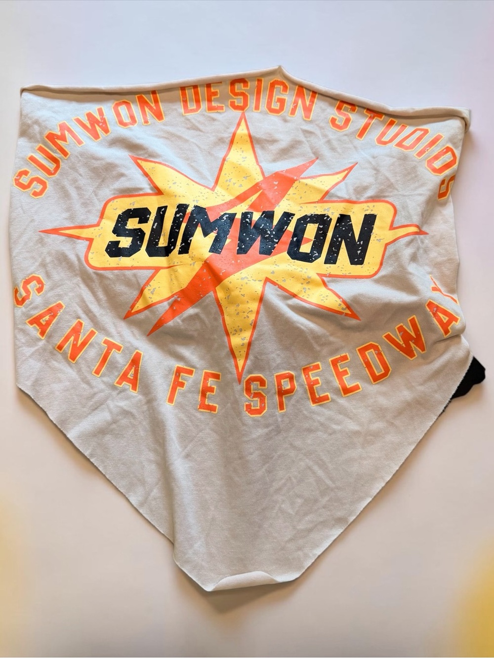 SUMWON Graphic Bandana Style Shirt in Cream. Streetwear Style Clothing.